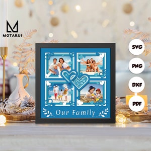 Galerie familiale personnalisée 3D, modèle de boîte d'ombre en papier découpé 3D, boîte d'ombre SVG, pour Cricut, fichiers SVG à téléchargement numérique, Lightbox