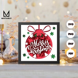 Joyeux Noël 3D, modèle de boîte d'ombre en papier découpé 3D, boîte d'ombre SVG, pour Cricut, fichiers SVG à téléchargement numérique, Lightbox