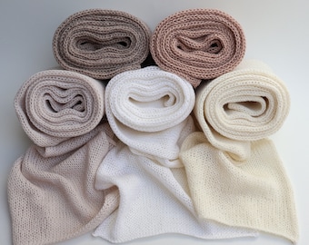 Soft Alpaca Knit Newborn Wrap: Photo Prop Blanket