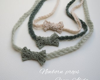 Boho Newborn Headband: Crochet Bow Photo Prop