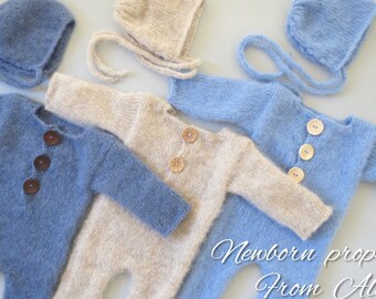 Tutina per neonato in mohair: completo in lana di alpaca, accessorio per foto
