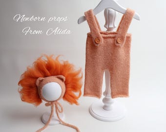 Newborn Lion Photo Prop: Alpaca Knit Baby Outfit