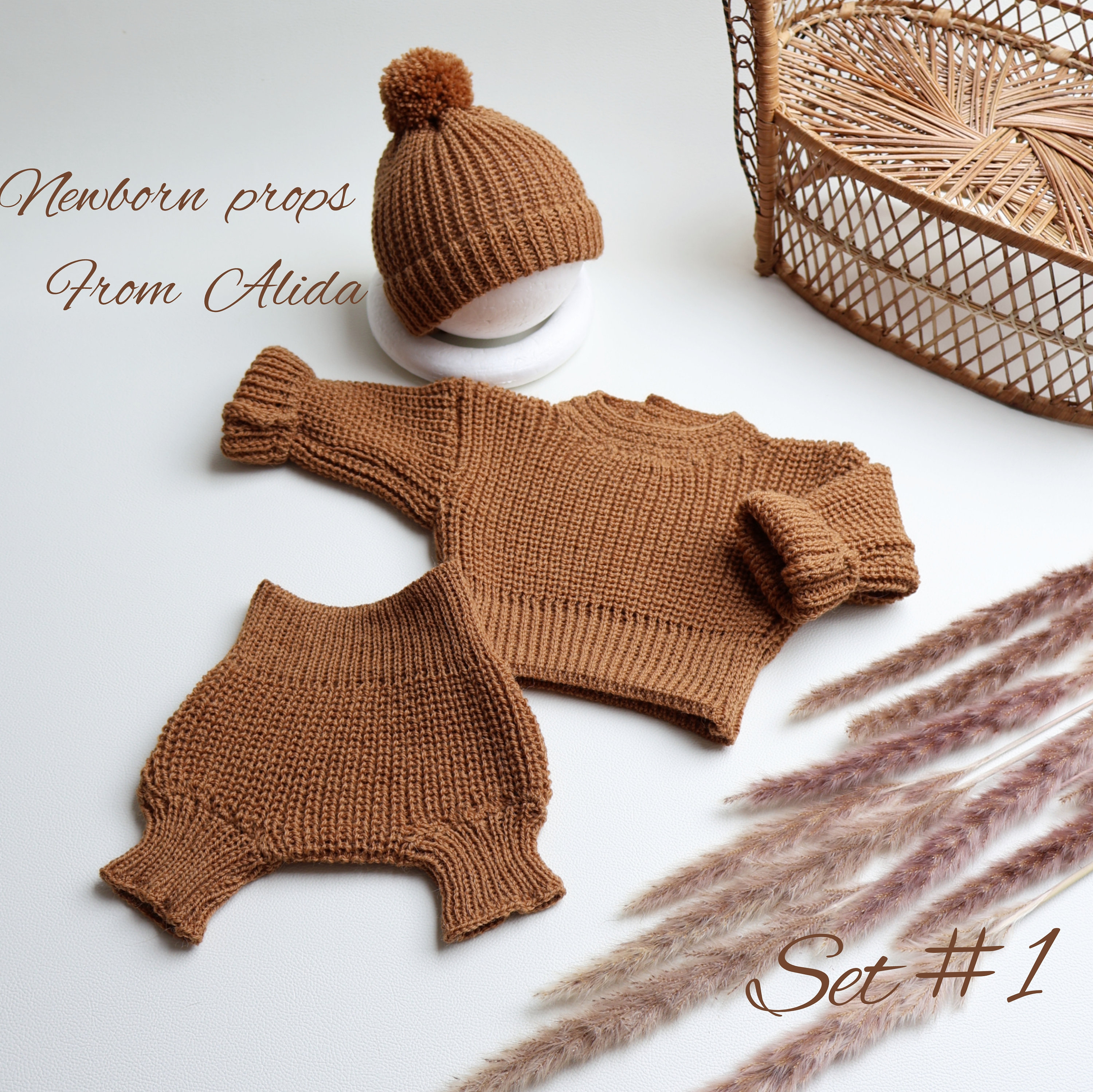 Alpaca Knit Newborn Outfit: Photo Prop Set - Etsy