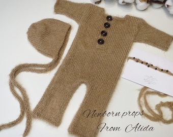 Newborn Photo Prop Outfit: Soft Romper and Hat Set