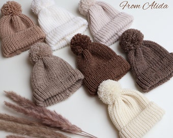 Alpaca Knit Newborn Hat: Soft Baby Photo Prop