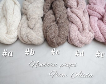 Alpaca Silk Newborn Wrap: Soft Knitted Photo Prop, Stretch Newborn Photography Blanket