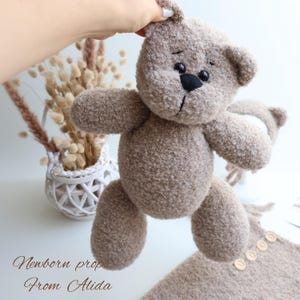 Newborn romper set for newborn photoshoots, big bear for baby photographers, bear set for newborn photos, newborn prop, beige romper set