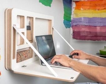 Floating Plywood Murphy Desk : Space saving Modern Elegance.