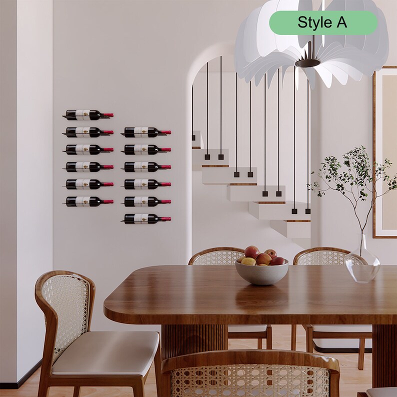 Wine Racks Wall Mounted Black Metal Hanging Wine Bottle Etsy