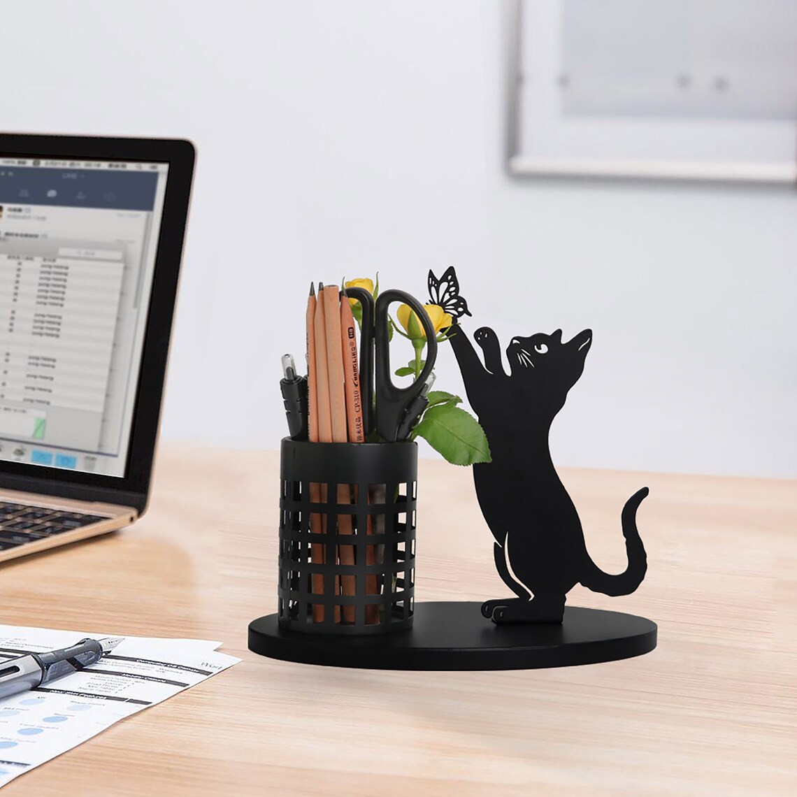 Black Cat Desk Accessories Pencil Holder for Desk Pen Holder Etsy