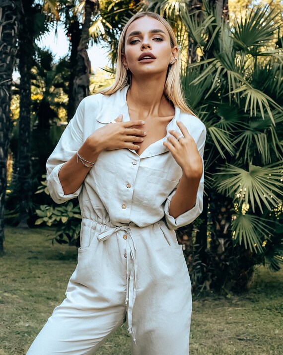 Leash viscose Women Overall Women Jumpsuit Women Loungewear Handmade eco Long Sleeve Suit Etsy UK