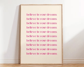 Positive Pink Trendy Manifestation Poster, Girly Aesthetic Room Decor, Spiritual Affirmation Gradient Wall Art, Digital Download