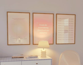 Beige Gradient Aura Print Set: Trendy Affirmation Posters (Digital Download)
