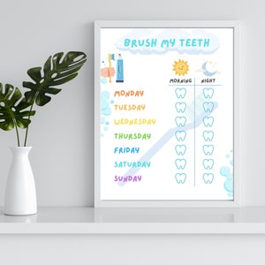 Brush Teeth Routine- Brush My Teeth- Learning- chart- Checklist- Instant Download- Printable