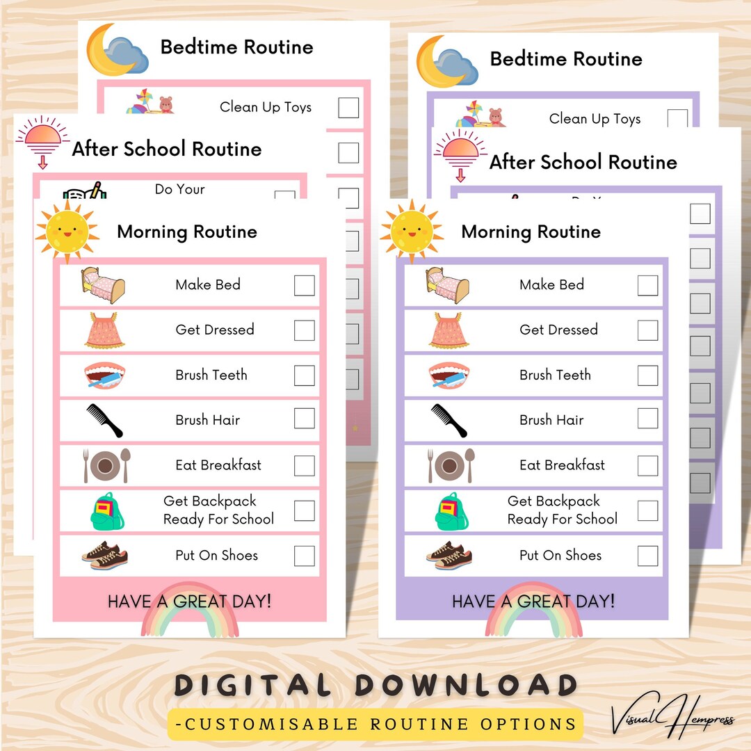 Spring Break Morning Routine Printable Morning Routine- After School- Bedtime- Daily Planner- Printable ...