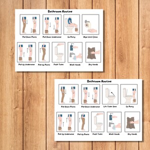 Bathroom Routine Chart- Boy- Set- Visual Aid- Learning-Kids- Printable- Instant Download