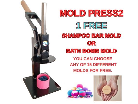 Duty Free/Bath Bomb Mold Press and Shampoo Bar Mold Press, FREE Molds