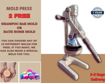 Bath Bomb Mold Press and Shampoo Bar Mold Press, 2 FREE Molds