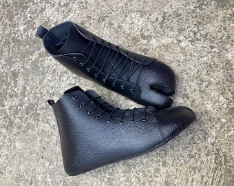 Leather Tabi Boots: Custom Ankle Length Shoes, US 10