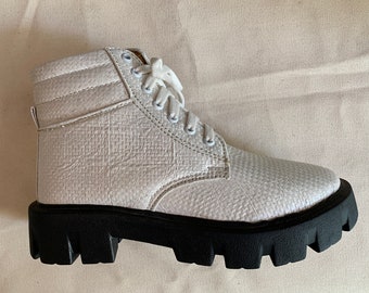 Upcycled Vegan Boots US6.5, One of a Kind Experimental Footwear
