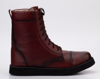 Handmade Leather Boot with Thick Rubber Sole