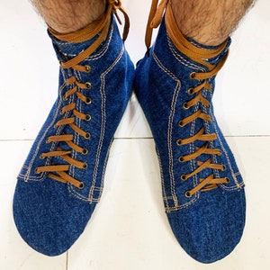 Barefoot Shoes I Flexible Upcycled Denim Lace-Ups with tire Soles UK9/EU43/US10.5 image 4