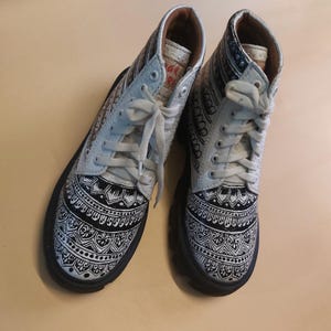 Hand Painted Boot made of Upcycled Sack I One of a Kind I Customization Available I Designer Boot I Size US 6.5 I EU 39