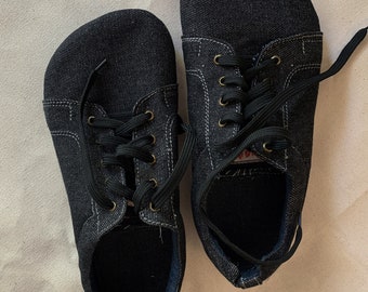 Japan Vibe Barefoot Sneaker I Black Denim I US 8 I UK7.5 I Tire Sole I Light and Flexible I One of a kind I Customization Available I