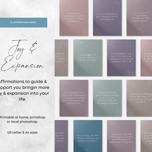 Afirmaciones de alegría y expansión Afirmaciones de riqueza imprimibles Afirmaciones positivas alegres Expansión del desarrollo personal Ortografía del Reino Unido