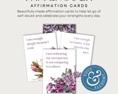 Printable I Am Enough Affirmations: Self Worth & Confidence Cards for Mindful Living