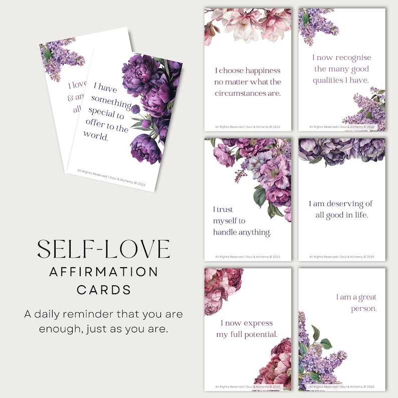 Self Love Affirmation Cards Printable, Digital Positive Affirmations ...