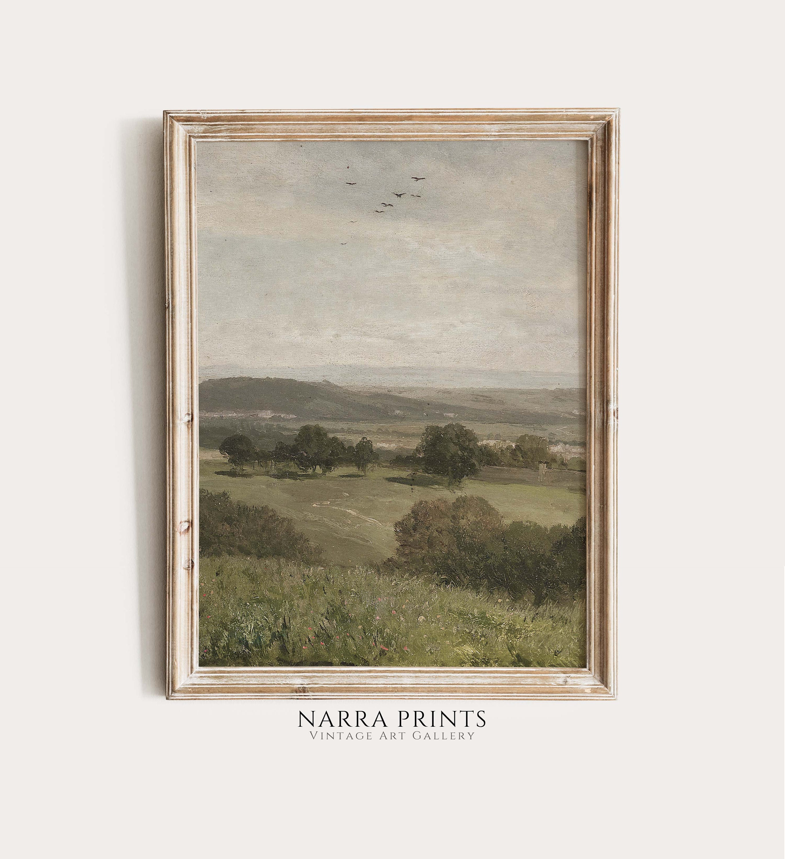 Landscape Painting SET of Two, Vintage Antique Wall Art, Country ...