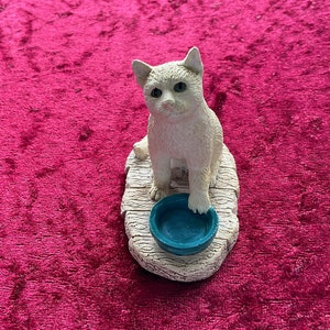 Hand painted Cat with Bowl Sculpture