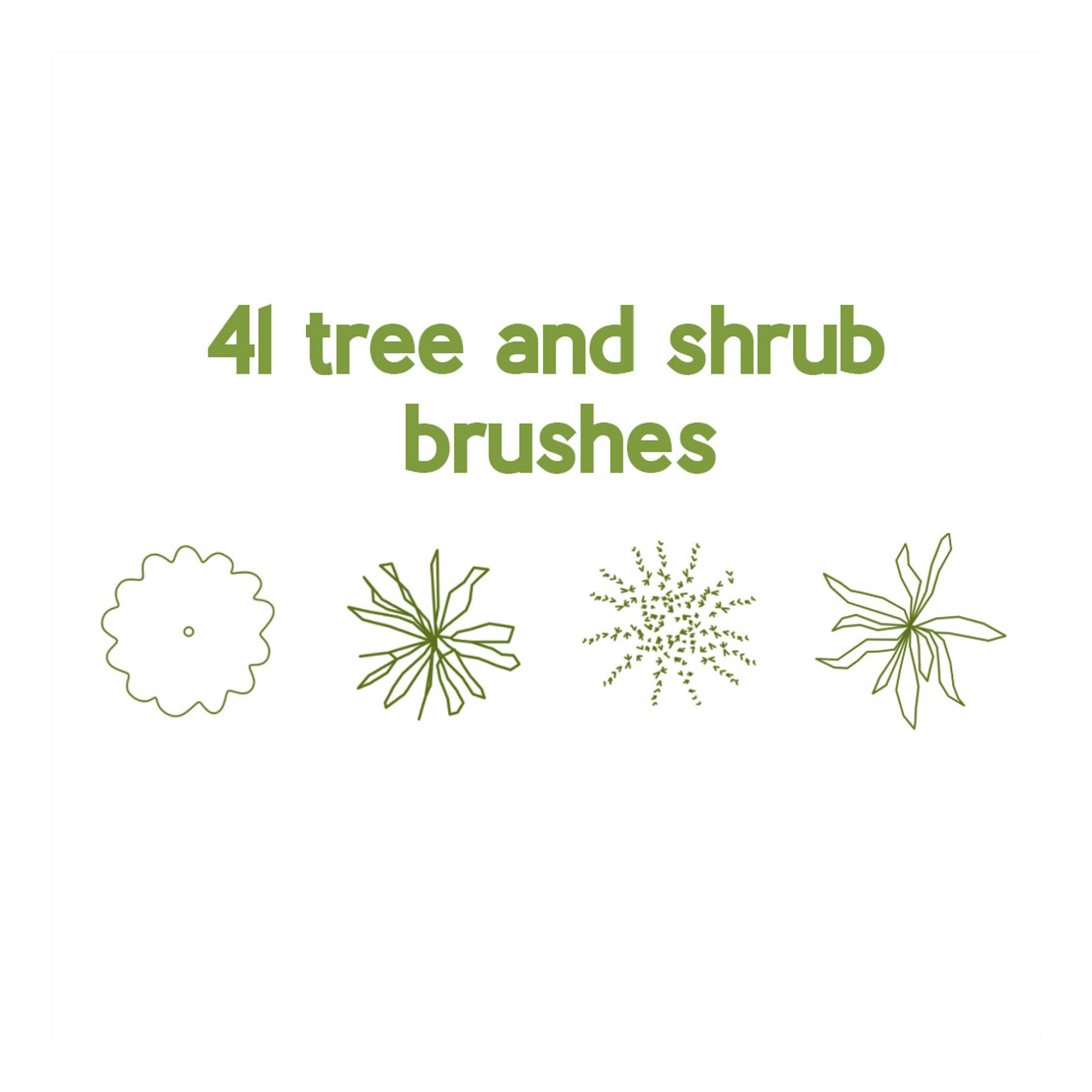 Tree and Shrub Brushes Pack .abr for Watercolor Style