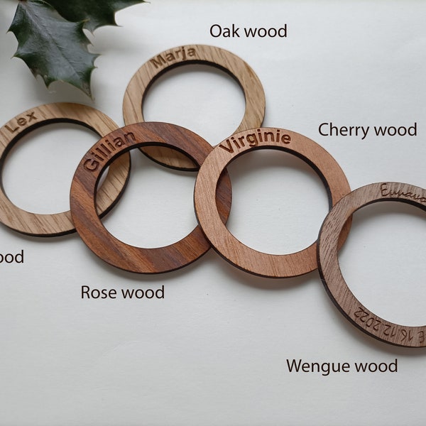 Personalisierte Hochzeitsserviette | Ringe Serviettenringe aus Holz | Hochzeit Gastgeschenke Party Decor