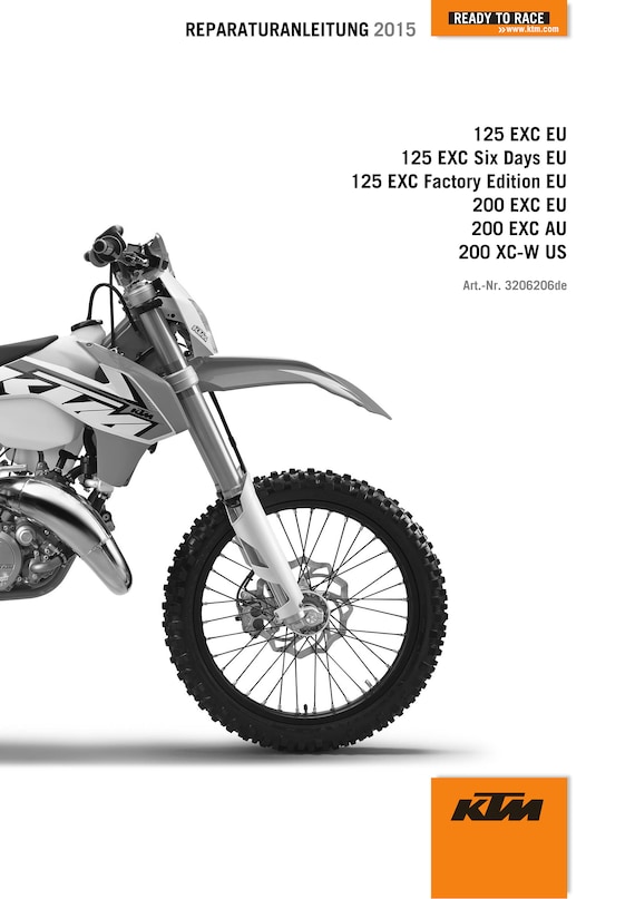 German Language - KTM 2015 - 125 200 Exc Six Days Factory Edition Xc-w - Reparaturanleitung - Service Workshop Repair Manual