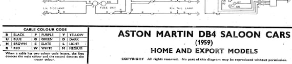 Aston Martin 1959 DB4 Saloon -Wiring Circuit Diagram