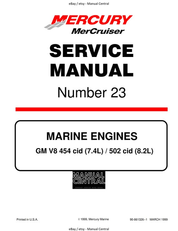 Mercury Mercruiser Service Manual 23 - Marine Engines GM V8 454 502 Cid (7.4L) (8.2L)