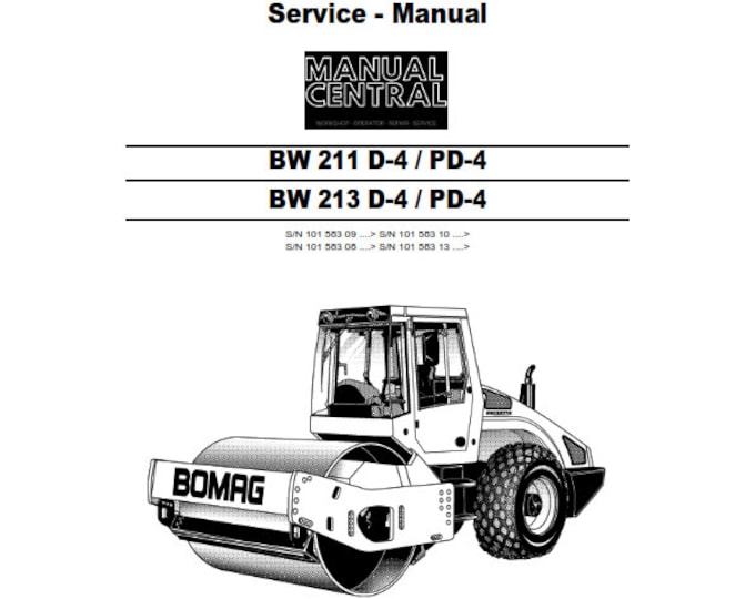 PDF - Bomag Single Drum Roller - BW 211 213 D-4 / PD-4 - Service Workshop Repair Manual - 03/2007