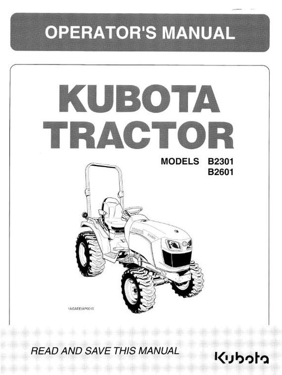 Kubota Tractor - B2301 B2601 - Operator Manual