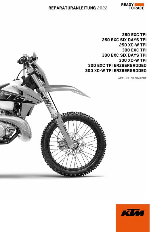 German Language - KTM 2022 - 250 300 Exc Six Days Xc-w Tpi Erzbergrodeo - Reparaturanleitung