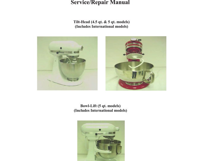 KitchenAid Kitchen Aid - Service Workshop Service Manual - Classic Stand Mixer
