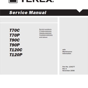Terex - T70C T70P T90C T90P T120C T120P - Workshop Service Repair Manual - 2008