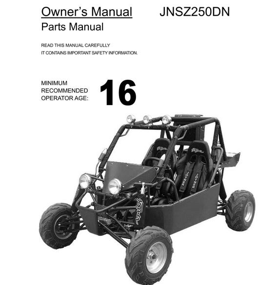 Joyner Off Road Vehicle - JNSZ250DN Owners Parts Manual