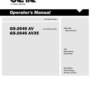 Genie - Operator Maintenance Manual - Gs-2646 AV AV35