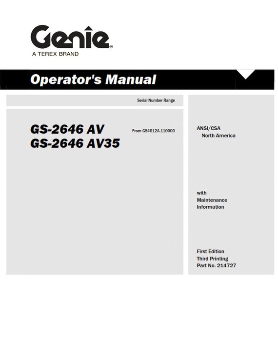 Genie - Operator Maintenance Manual - Gs-2646 AV AV35