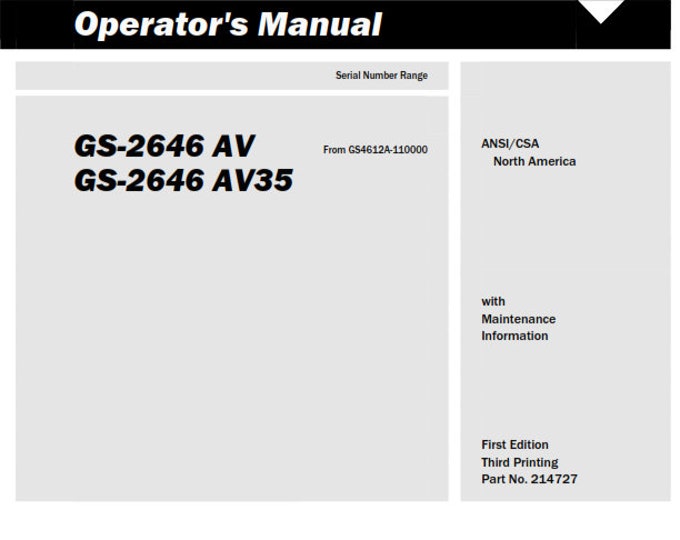 Genie - Operator Maintenance Manual - Gs-2646 AV AV35