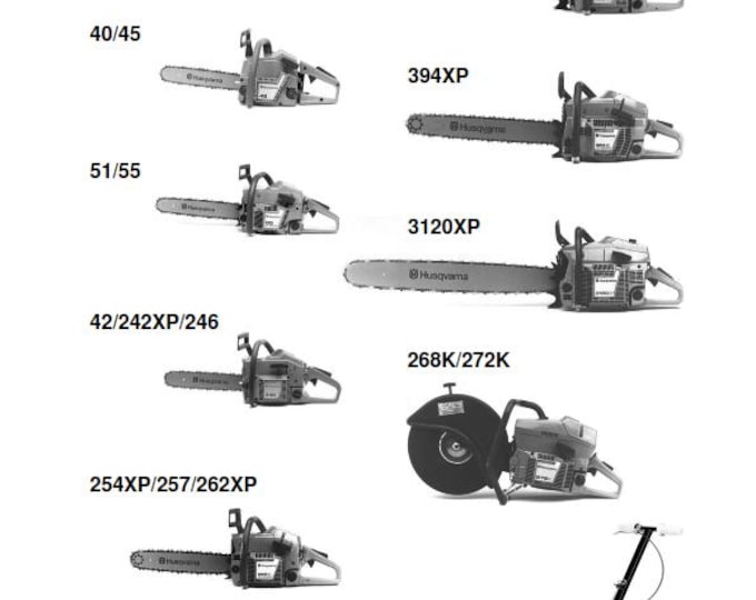 Husqvarna Chainsaw - Workshop Service Repair - 36/41 40/45 51/55 42/242xp/246 254xp/257/262xp 61/268/272xp 281xp/288xp 394xp 3120xp 268k