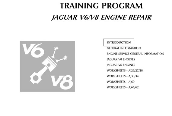 Jaguar Aj V6 V8 Engine - Service Repair Workshop Manual - 2003 Edition