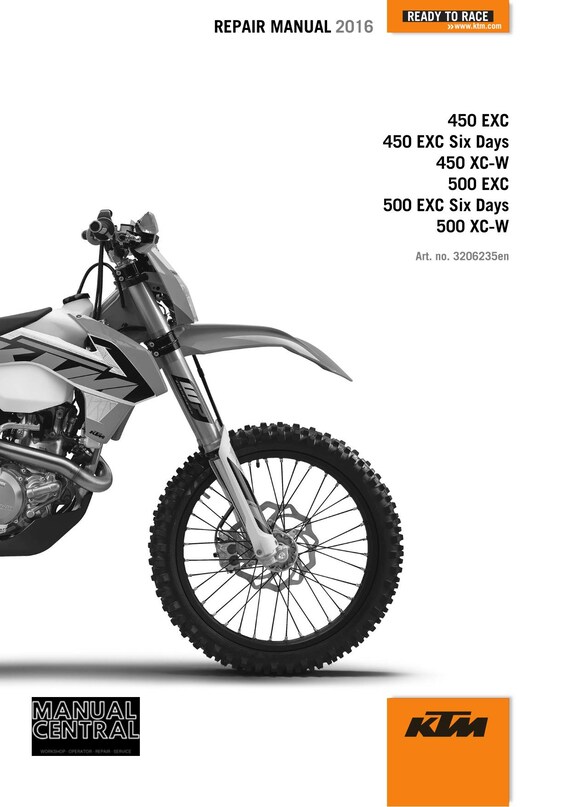 KTM 2016 - 450 500 EXC Six Days Xc-w - Service Workshop Repair Manual